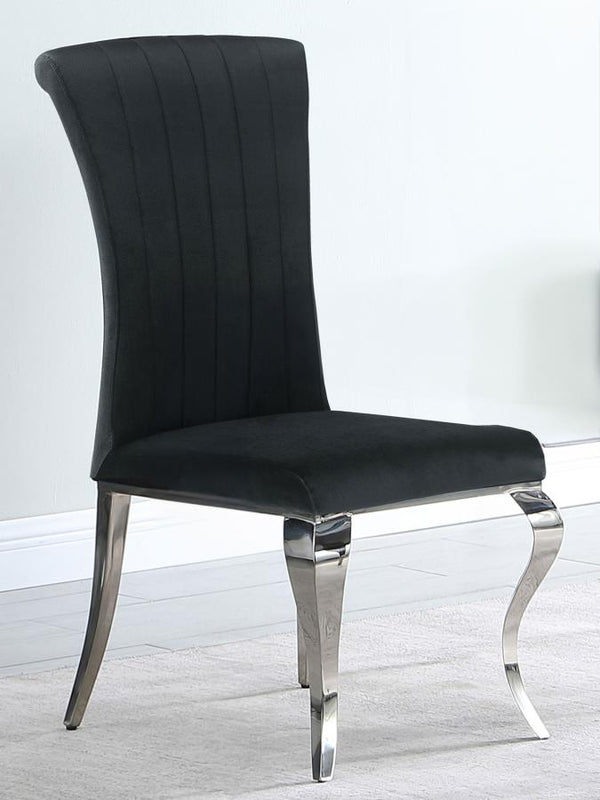 Coaster Velvet Upholstered Dining Side Chair Black (Set of 4)