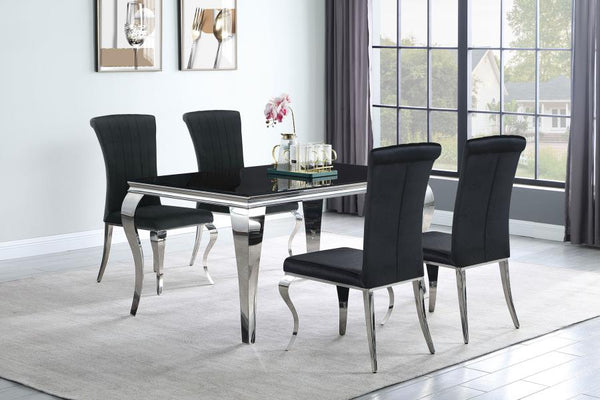 Coaster Velvet Upholstered Dining Side Chair Black (Set of 4)