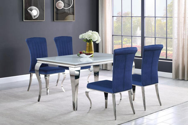 Coaster Velvet Upholstered Dining Chair Ink Blue (Set of 4)