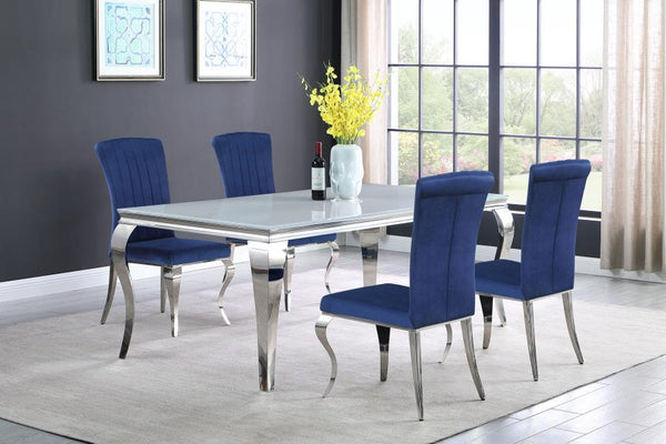 Coaster Velvet Upholstered Dining Chair Ink Blue (Set of 4)