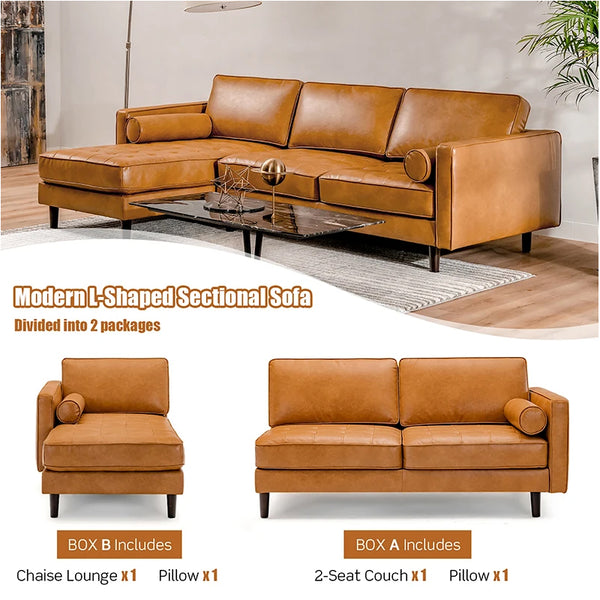 Premium Comfort: 105-Foot Air Leather L Shaped Sectional Sofa with Chaise Lounge