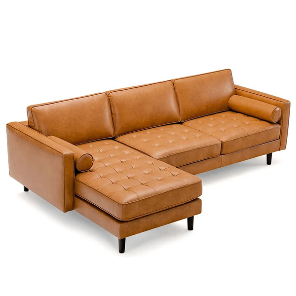 Costway Premium Comfort: 105-Foot Air Leather L Shaped Sectional Sofa with Chaise Lounge