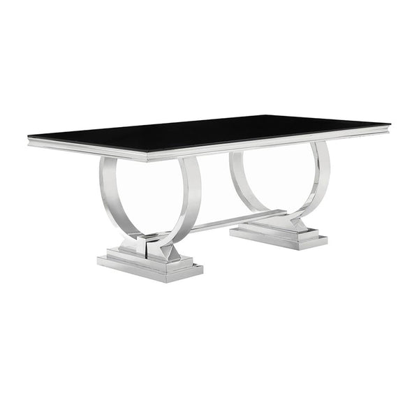 Antoine Rectangular 95-inch Glass Top Dining Table Black