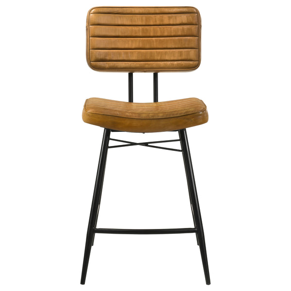 Premium Leather Counter Stools Antique Camel Set of 2