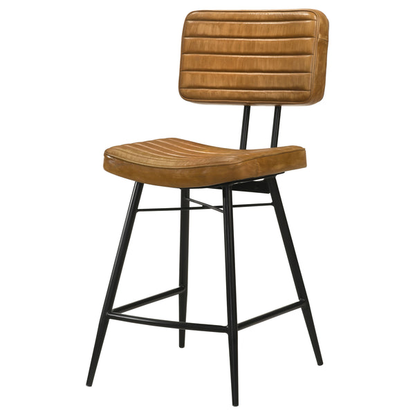 Premium Leather Counter Stools Antique Camel Set of 2