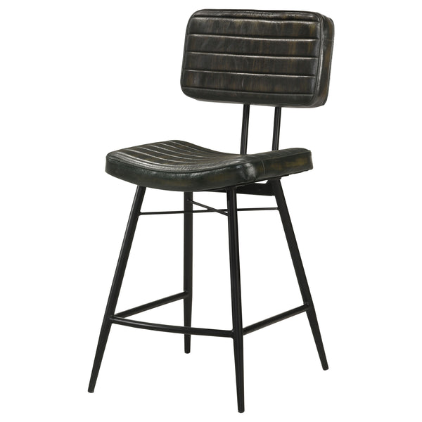 Premium Leather Counter Stool Antique Espresso Set of 2