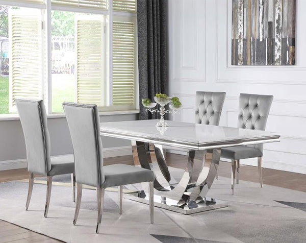 Kerwin 5-piece Rectangular Dining Table Set Grey and Chrome