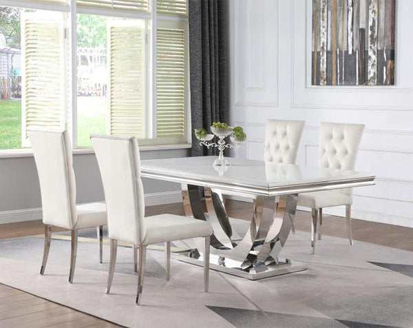 Coaster- Kerwin 5-piece Rectangular Dining Table Set White and Chrome