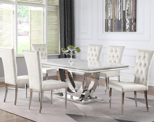 Kerwin 7-piece Rectangular Dining Table Set White and Chrome