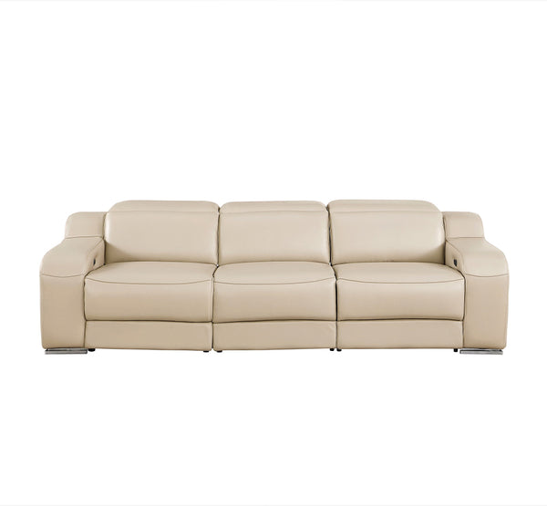 GUF 1116 DivanItalia Italian Leather Power Reclining Sofa with Dual Recliners and Power Headrests