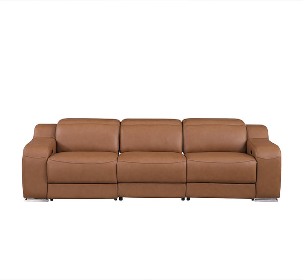 GUF 1116 DivanItalia Italian Leather Power Reclining Sofa with Dual Recliners and Power Headrests