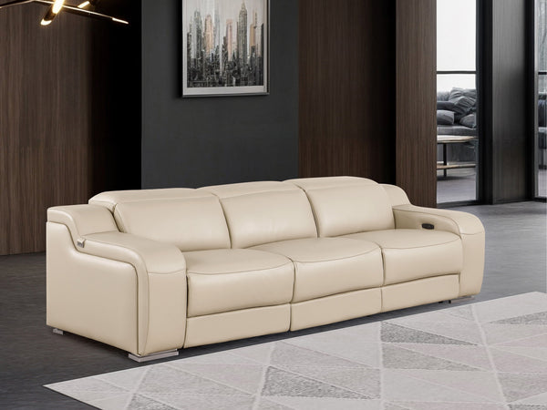 GUF 1116 DivanItalia Italian Leather Power Reclining Sofa with Dual Recliners and Power Headrests