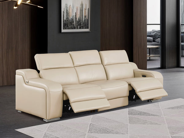 GUF 1116 DivanItalia Italian Leather Power Reclining Sofa with Dual Recliners and Power Headrests