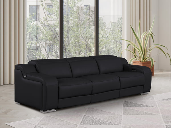 GUF 1116 DivanItalia Italian Leather Power Reclining Sofa with Dual Recliners and Power Headrests