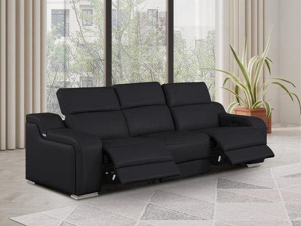 GUF 1116 DivanItalia Italian Leather Power Reclining Sofa with Dual Recliners and Power Headrests