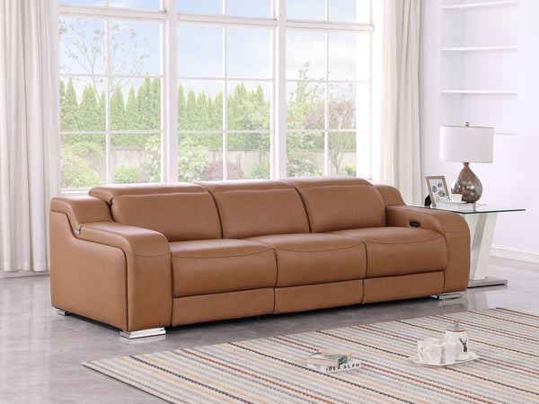 GUF 1116 DivanItalia Italian Leather Power Reclining Sofa with Dual Recliners and Power Headrests