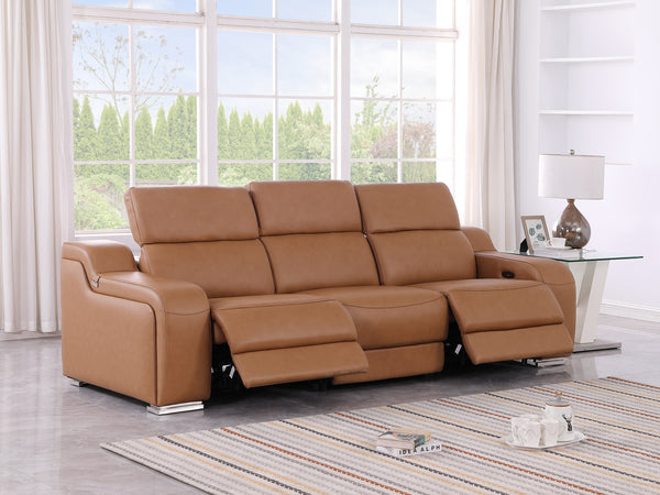 GUF 1116 DivanItalia Italian Leather Power Reclining Sofa with Dual Recliners and Power Headrests