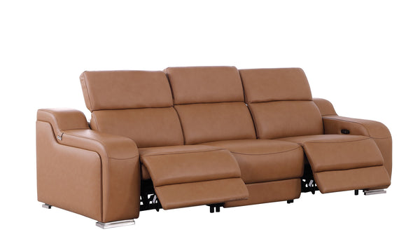 GUF 1116 DivanItalia Italian Leather Power Reclining Sofa with Dual Recliners and Power Headrests