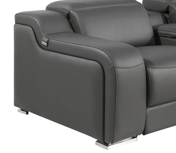 GUF 1116 DivanItalia Dark Gray 8-Piece Sectional with 4 Power Recliners and Power Headrests