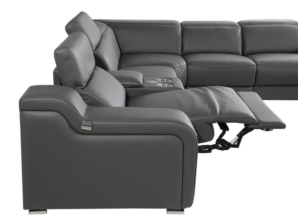 GUF 1116 DivanItalia Dark Gray 8-Piece Sectional with 4 Power Recliners and Power Headrests