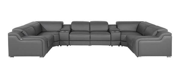 GUF 1116 DivanItalia Dark Gray 8-Piece Sectional with 4 Power Recliners and Power Headrests