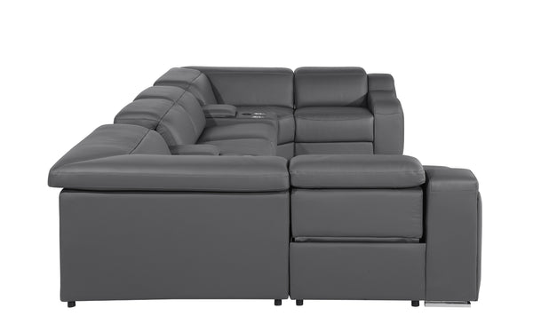 GUF 1116 DivanItalia Dark Gray 8-Piece Sectional with 4 Power Recliners and Power Headrests