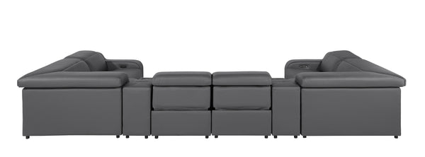 GUF 1116 DivanItalia Dark Gray 8-Piece Sectional with 4 Power Recliners and Power Headrests