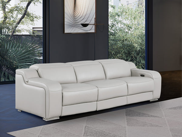 GUF 1116 DivanItalia Italian Leather Power Reclining Sofa with Dual Recliners and Power Headrests