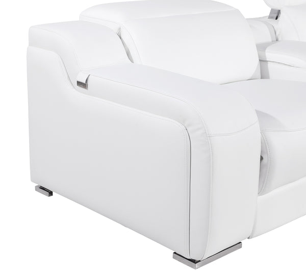 1116 DivanItalia White 5-Piece Sectional with 3 Power Recliners and Power Headrests