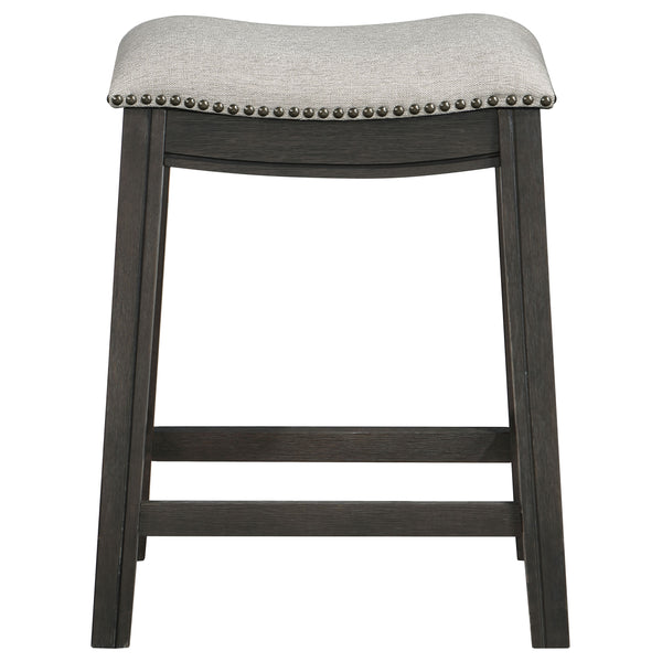 Elliston Backless Counter Height Saddle Bar Stool Dark Grey and Beige Set of 2