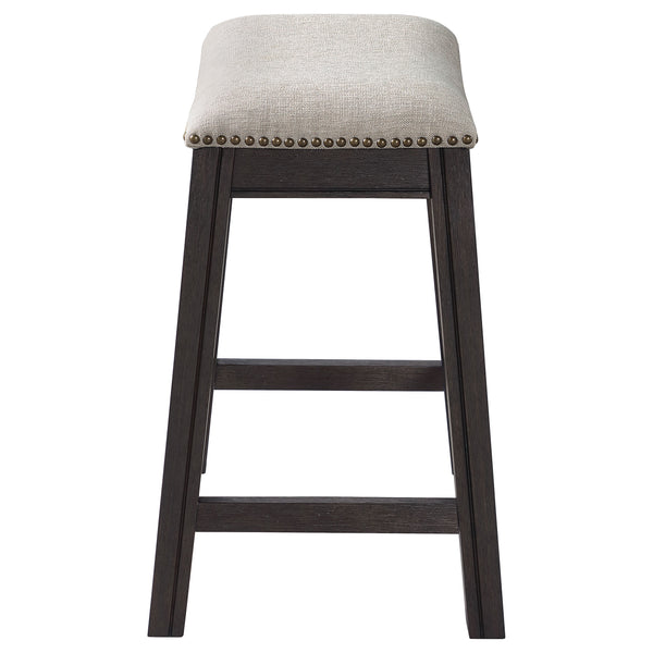 Elliston Backless Counter Height Saddle Bar Stool Dark Grey and Beige Set of 2