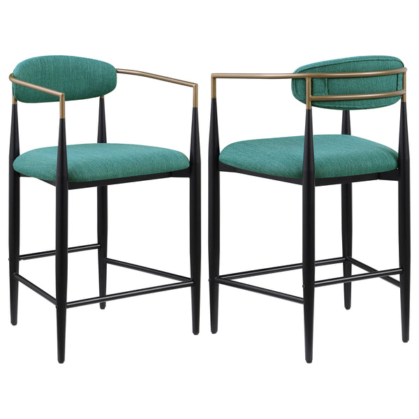 Tina Fabric Upholstered Counter Chair Green Set of 2