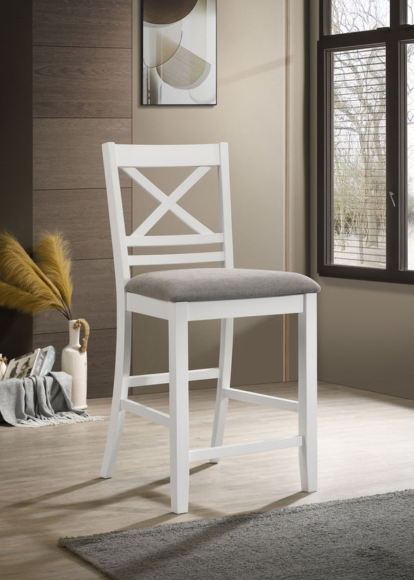 Hollis X-Back Counter Height Dining Chairs White and Grey Set of 2