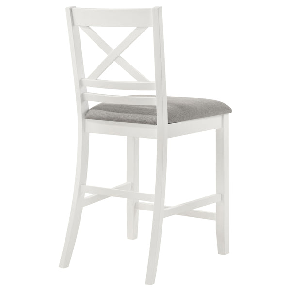 Hollis X-Back Counter Height Dining Chairs White and Grey Set of 2