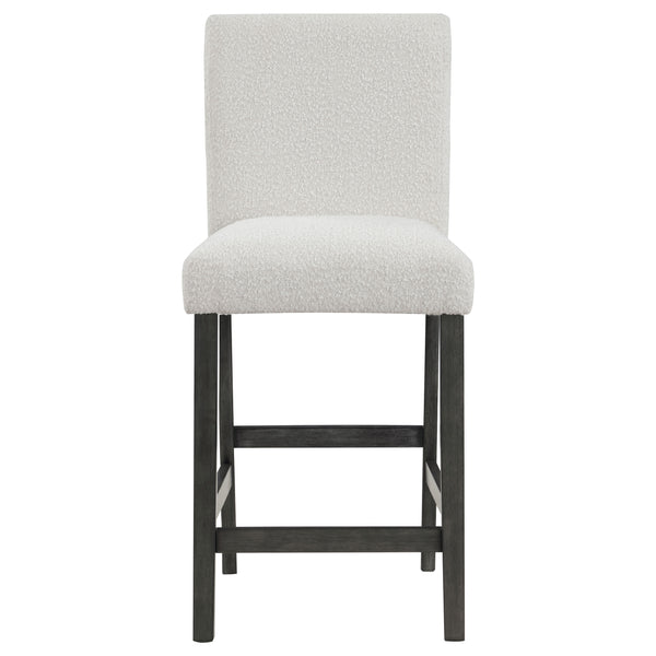 Alba Boucle Upholstered Counter Stools White and Charcoal Grey Set of 2