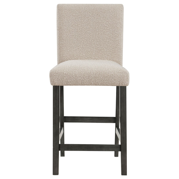 Alba Boucle Upholstered Counter Stools Beige and Charcoal Grey Set of 2