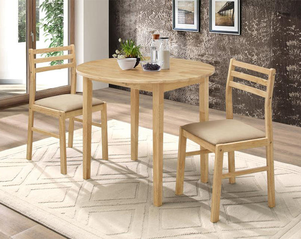 Bucknell 3-piece Round Drop Leaf Dining Table Set Natural