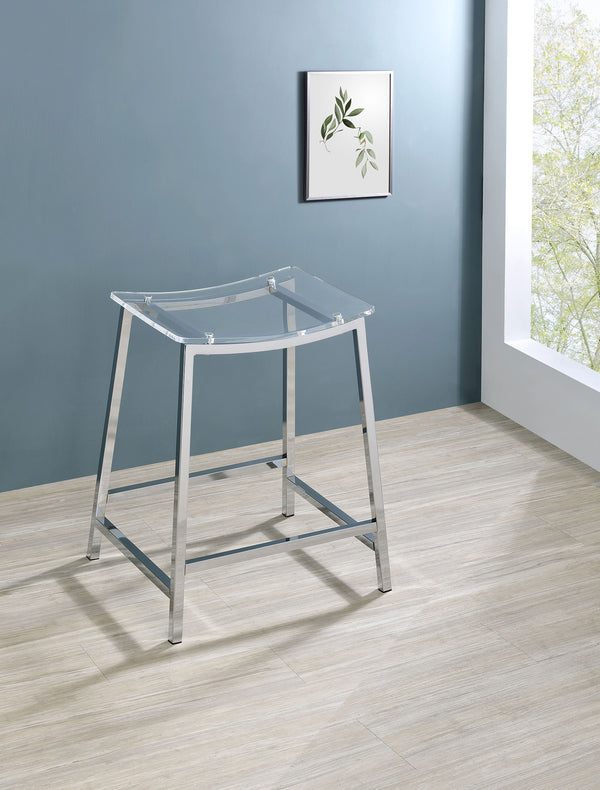 Acrylic Backless Counter Height Bar Stools Clear and Chrome Set of 2