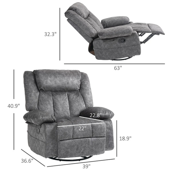 Voss Rocking Swivel Recliner Chair with Footrest