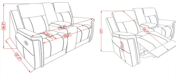 Global Furniture USA-U1797 Grey Reclining Sofa Set of 2