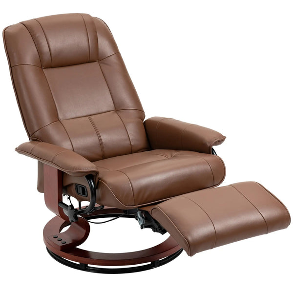 Cruz Swivel Recliner Chair with Footrest, Armrest and Wood Base