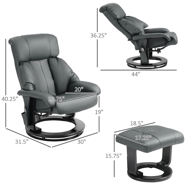 Wayne Recliner Chair with 10 Point Vibration  Massage and Footstool