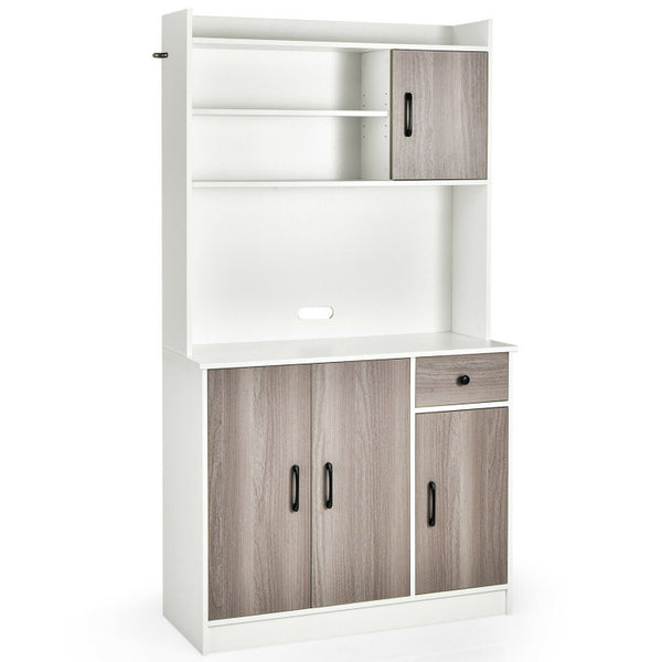 71" Functional Elegance: Freestanding Buffet and Hutch with 4 Doors