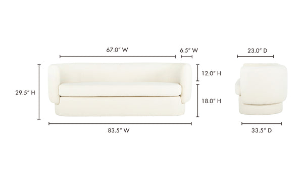 Moe's- Koba Sofa Maya White