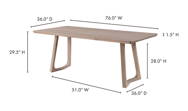 Moe's-Silas 5 Pieces Dining Table White Oak Set