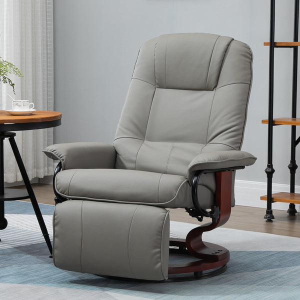 Cruz Swivel Recliner Chair with Footrest, Armrest and Wood Base