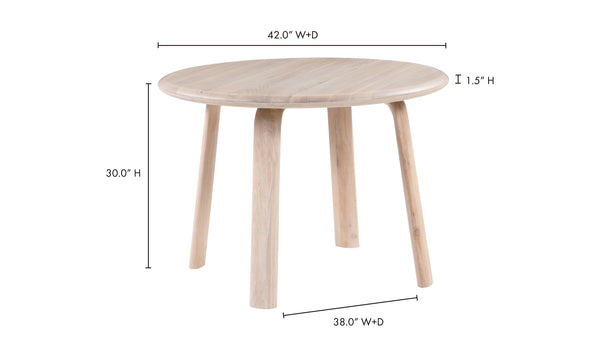 Moe's- Malibu Round Dining Table Natural- BC-1047-18