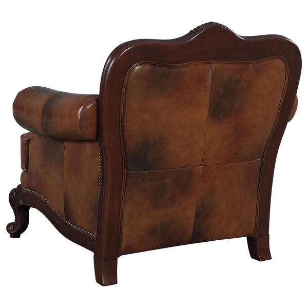 Victoria Full Grain Leather Upholstered Rolled Arm Chair