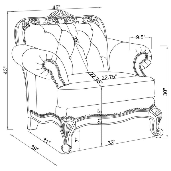 Victoria Full Grain Leather Upholstered Rolled Arm Chair