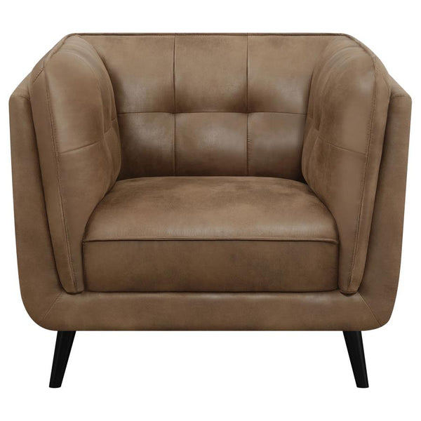 Thatcher Upholstered Tuxedo Arm Tufted Accent Chair